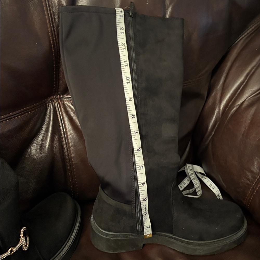 Black Knee-High Boots with Silver Detail NWT - Picture 6 of 7